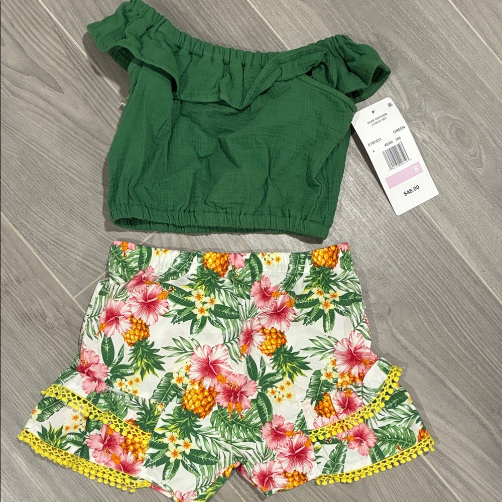 Rare Editions Green and Floral Kids Matching Set